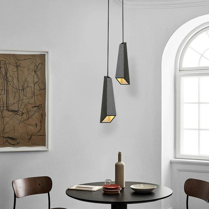 Cement LED Pendant Light - Modern Minimalist Industrial Indoor Ceiling Fixture for Dining Room, Kitchen Island