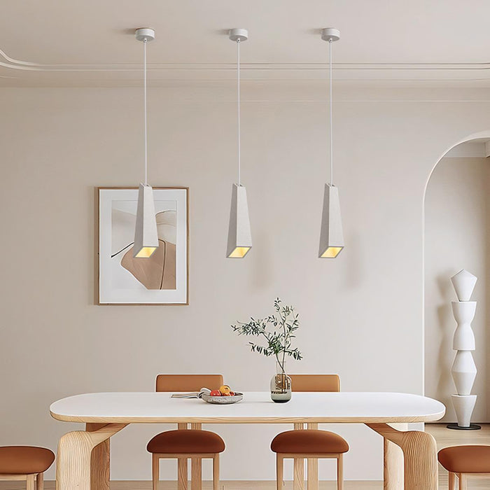 Cement LED Pendant Light - Modern Minimalist Industrial Indoor Ceiling Fixture for Dining Room, Kitchen Island