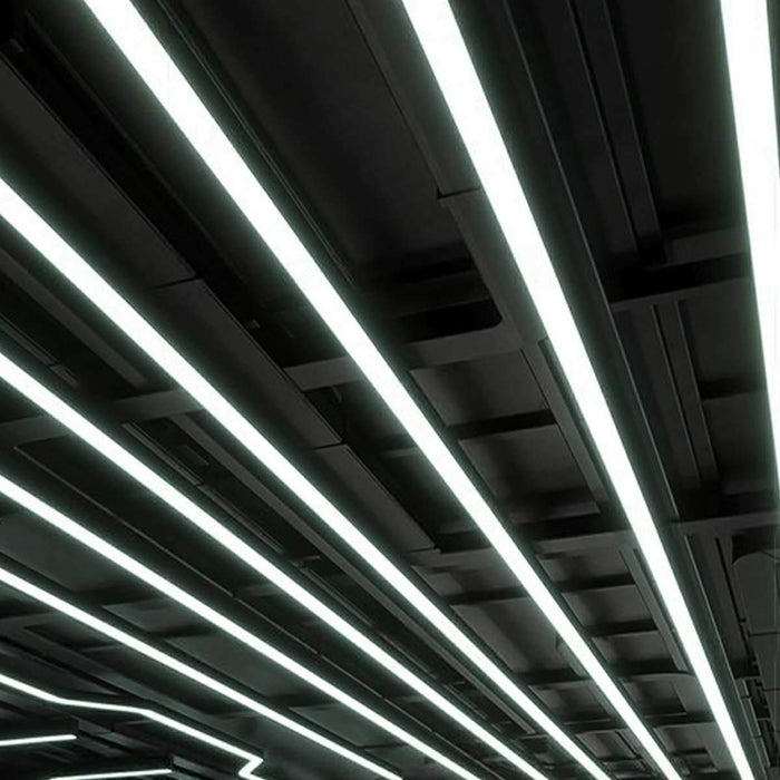 LED Linear Strip Light, Modern Office Pendant, Minimalist Design, CRI 90+, Adjustable Height