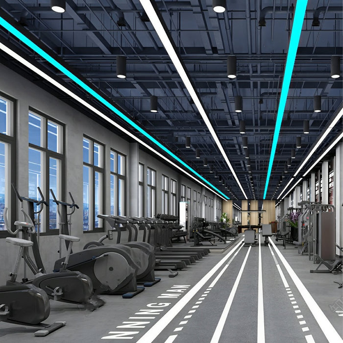 LED Linear Strip Light, Modern Office Pendant, Minimalist Design, CRI 90+, Adjustable Height