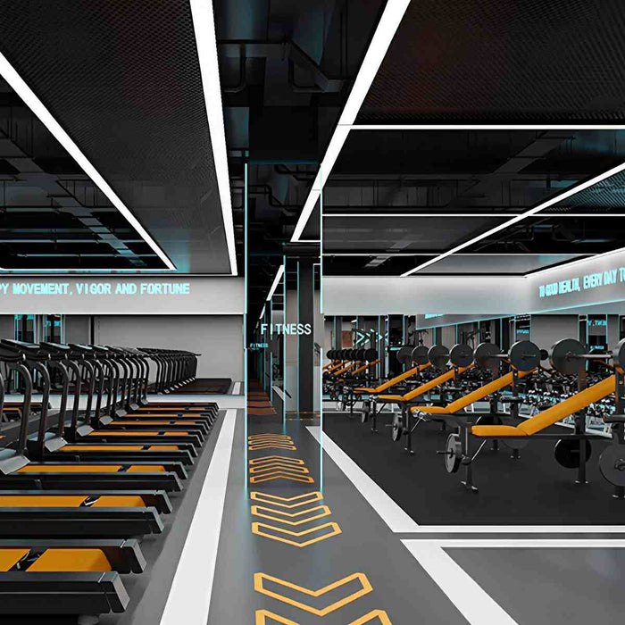 LED Linear Strip Light, Modern Office Pendant, Minimalist Design, CRI 90+, Adjustable Height