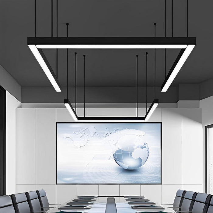 LED Linear Strip Light, Modern Office Pendant, Minimalist Design, CRI 90+, Adjustable Height