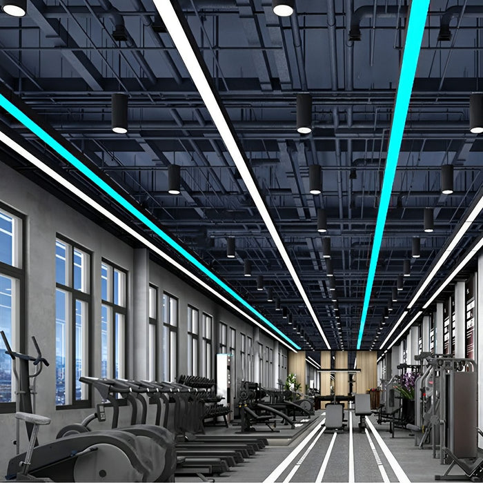 LED Linear Strip Light, Modern Office Pendant, Minimalist Design, CRI 90+, Adjustable Height