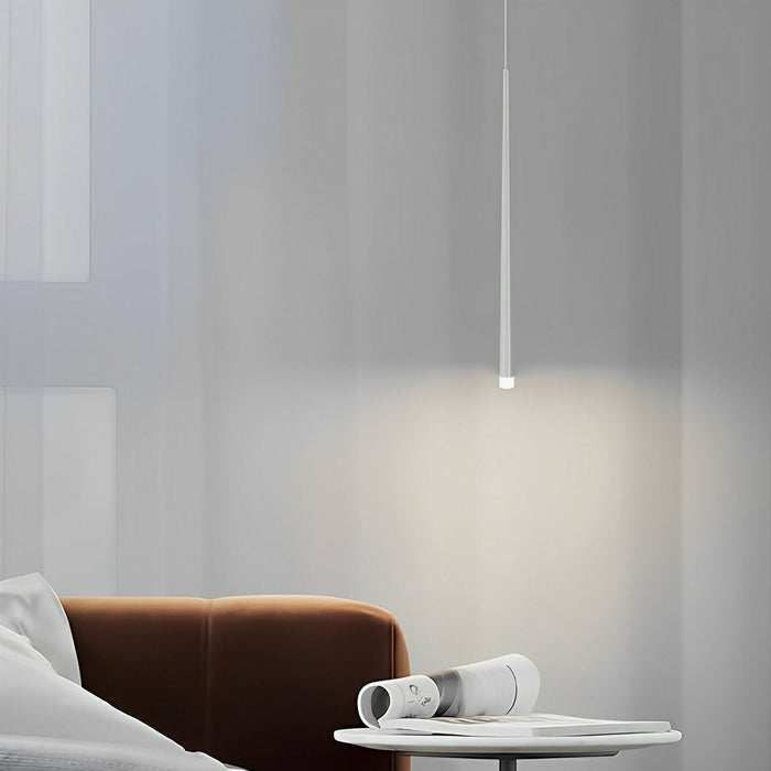 Linear Long Strip Bar LED Pendant Light - Modern Minimalist Fixture, Multi-Head / Single Configuration, White, Black Finish