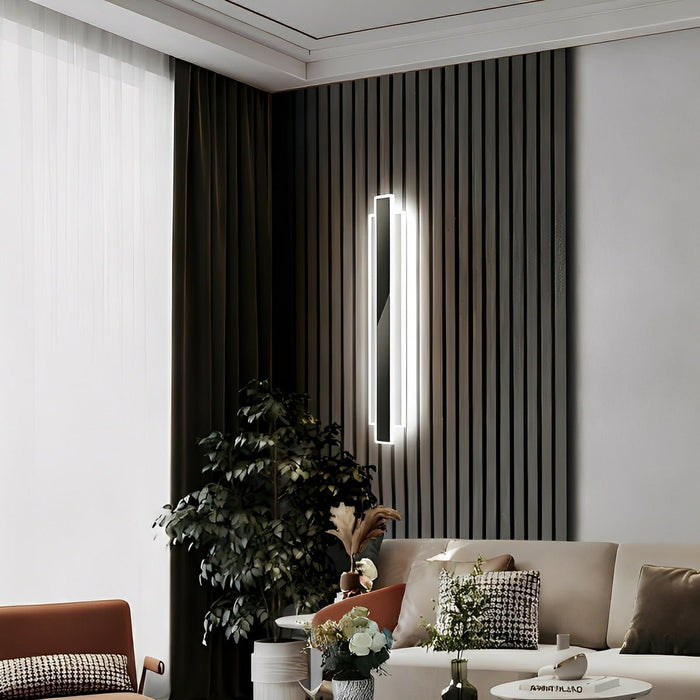 Modern Minimalist Long Strip LED Wall Sconce - Vertical Design - Dimmable 3 Color Light