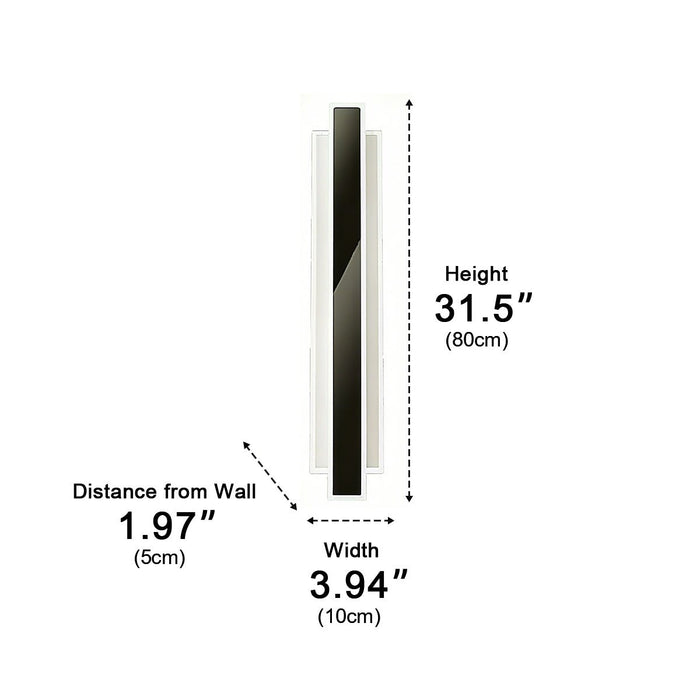 Modern Minimalist Long Strip LED Wall Sconce - Vertical Design - Dimmable 3 Color Light
