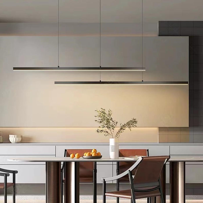 Long Strip Pendant Light - Modern Minimalist Up Down Adjustable - Linear Ceiling Fixture