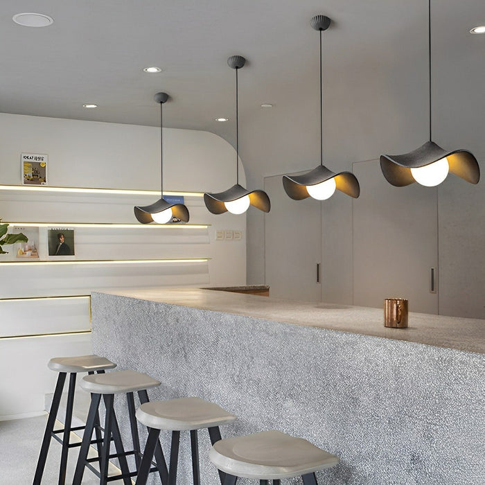 Lotus Leaf Cement LED Pendant Light - Modern Minimalist Artistic Design - Hanging Fixture