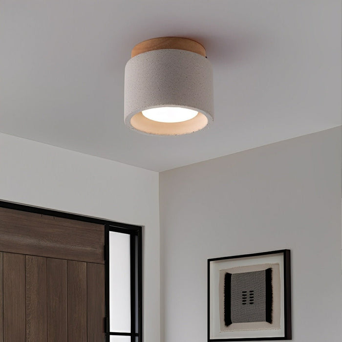 Concrete LED Ceiling Light, Minimalist Round, GX53, for Kitchen/Bathroom/Living Room