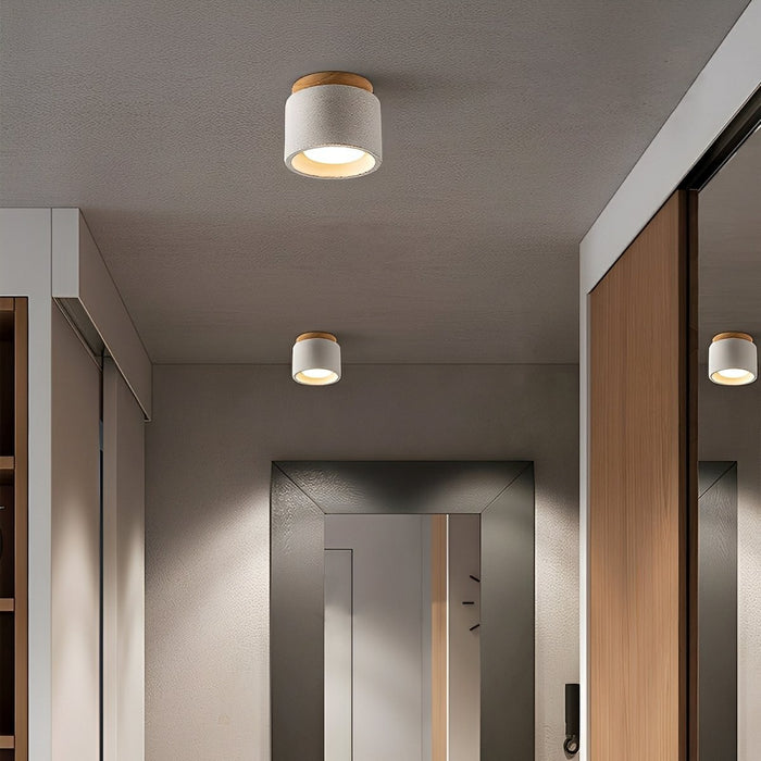 Concrete LED Ceiling Light, Minimalist Round, GX53, for Kitchen/Bathroom/Living Room