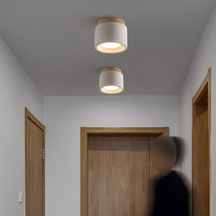 Concrete LED Ceiling Light, Minimalist Round, GX53, for Kitchen/Bathroom/Living Room