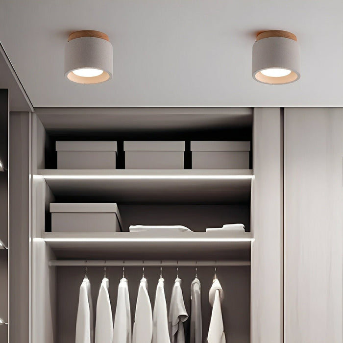 Concrete LED Ceiling Light, Minimalist Round, GX53, for Kitchen/Bathroom/Living Room
