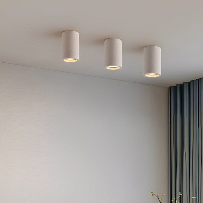 Modern Minimalist Cement LED Ceiling Light, Round GU10 Fixture for Living Room/Bedroom/Kitchen