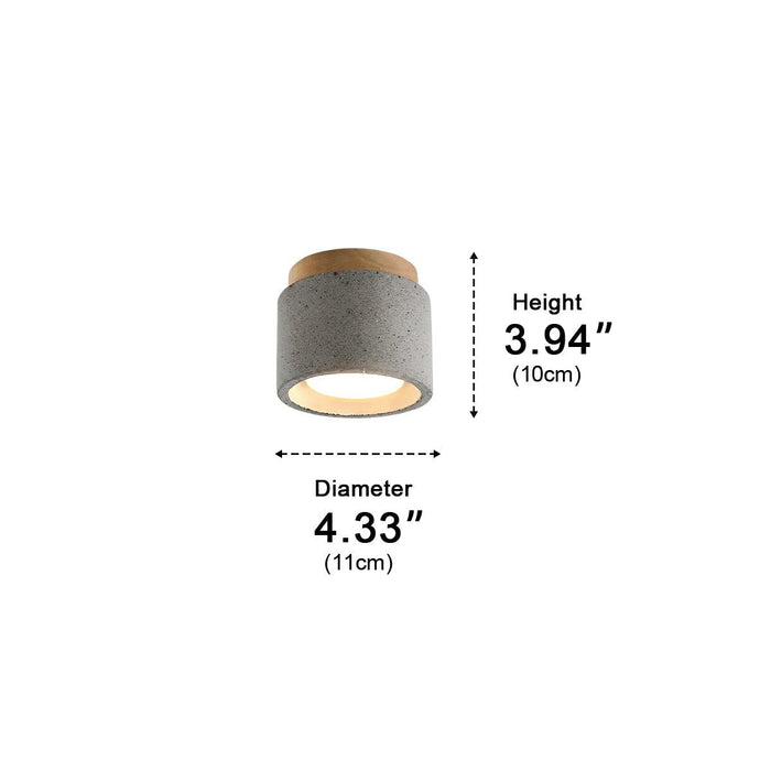 Concrete LED Ceiling Light, Minimalist Round, GX53, for Kitchen/Bathroom/Living Room