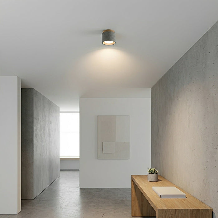 Concrete LED Ceiling Light, Minimalist Round, GX53, for Kitchen/Bathroom/Living Room