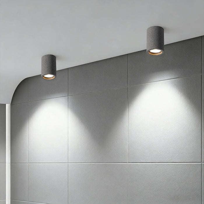 Modern Minimalist Cement LED Ceiling Light, Round GU10 Fixture for Living Room/Bedroom/Kitchen