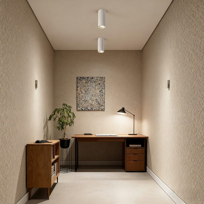 Modern Minimalist Cement LED Ceiling Light, Round GU10 Fixture for Living Room/Bedroom/Kitchen
