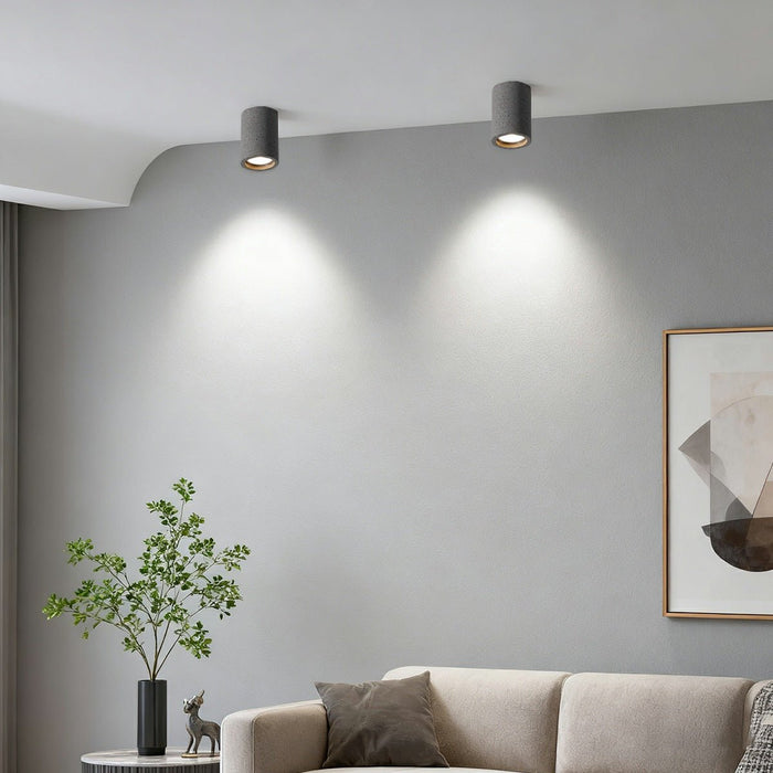 Modern Minimalist Cement LED Ceiling Light, Round GU10 Fixture for Living Room/Bedroom/Kitchen
