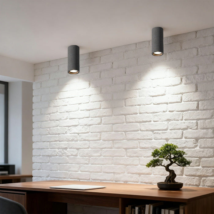 Modern Minimalist Cement LED Ceiling Light, Round GU10 Fixture for Living Room/Bedroom/Kitchen