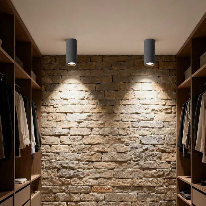 Modern Minimalist Cement LED Ceiling Light, Round GU10 Fixture for Living Room/Bedroom/Kitchen