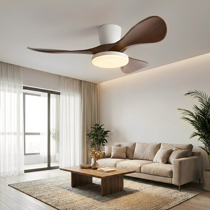 DC Motor Sculptural Minimalist Ceiling Fan, Whisper-Quiet 6-Speed Reversible, Integrated LED Light, Remote Control for Living Room/Bedroom/Kitchen