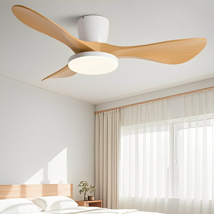 DC Motor Sculptural Minimalist Ceiling Fan, Whisper-Quiet 6-Speed Reversible, Integrated LED Light, Remote Control for Living Room/Bedroom/Kitchen