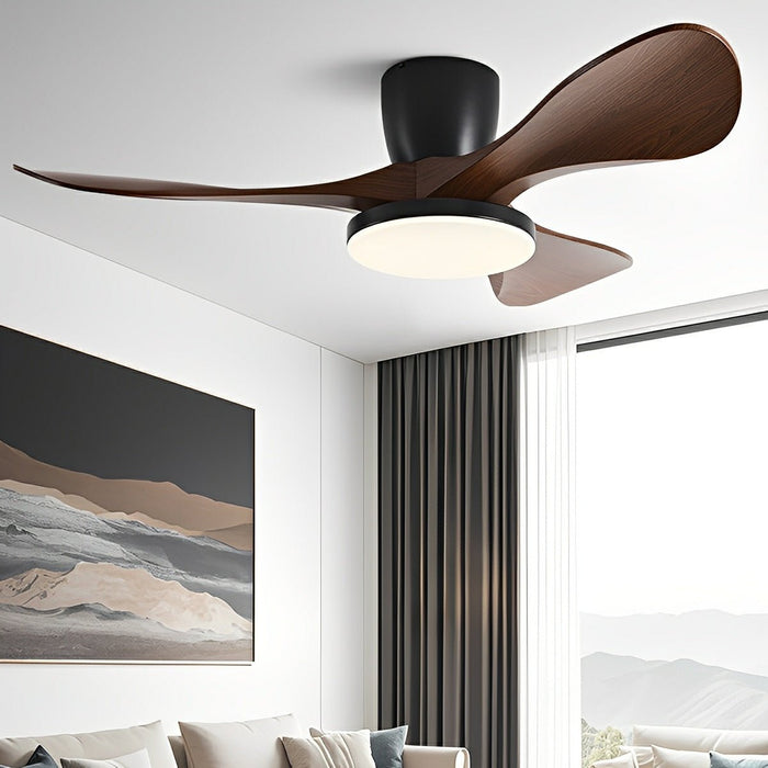 DC Motor Sculptural Minimalist Ceiling Fan, Whisper-Quiet 6-Speed Reversible, Integrated LED Light, Remote Control for Living Room/Bedroom/Kitchen