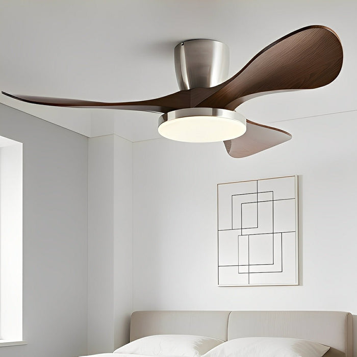 DC Motor Sculptural Minimalist Ceiling Fan, Whisper-Quiet 6-Speed Reversible, Integrated LED Light, Remote Control for Living Room/Bedroom/Kitchen
