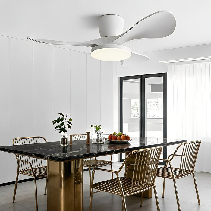 DC Motor Sculptural Minimalist Ceiling Fan, Whisper-Quiet 6-Speed Reversible, Integrated LED Light, Remote Control for Living Room/Bedroom/Kitchen