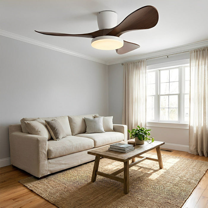 DC Motor Sculptural Minimalist Ceiling Fan, Whisper-Quiet 6-Speed Reversible, Integrated LED Light, Remote Control for Living Room/Bedroom/Kitchen