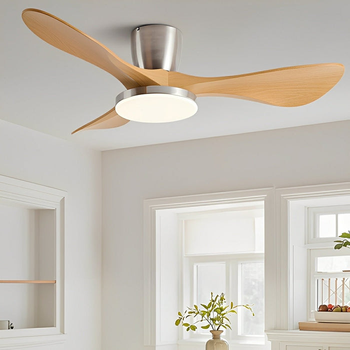 DC Motor Sculptural Minimalist Ceiling Fan, Whisper-Quiet 6-Speed Reversible, Integrated LED Light, Remote Control for Living Room/Bedroom/Kitchen