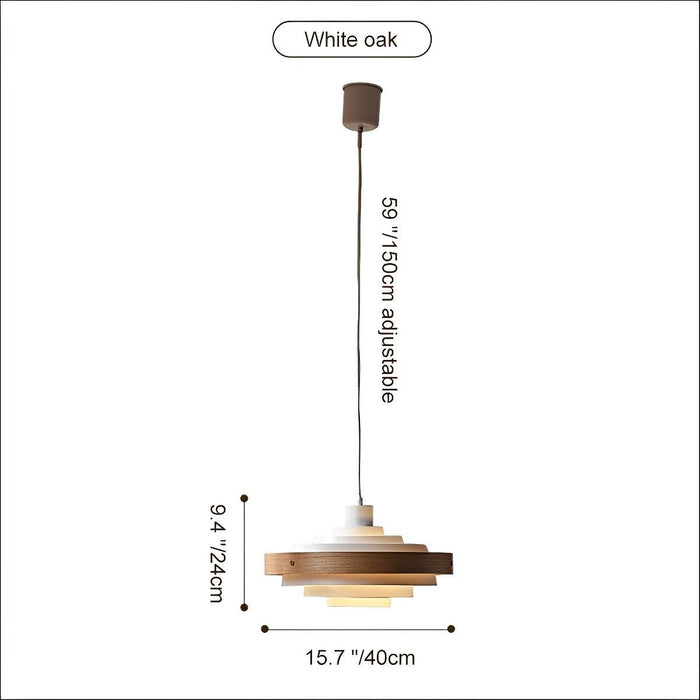 Modern Minimalist, Solid Wood Shaded Drum Pendant Light, Dining Room/Kitchen Island/Living Room
