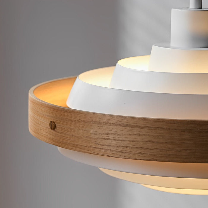 Modern Minimalist, Solid Wood Shaded Drum Pendant Light, Dining Room/Kitchen Island/Living Room