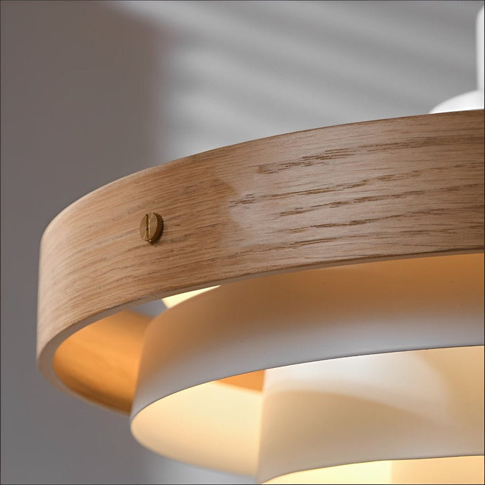 Modern Minimalist, Solid Wood Shaded Drum Pendant Light, Dining Room/Kitchen Island/Living Room