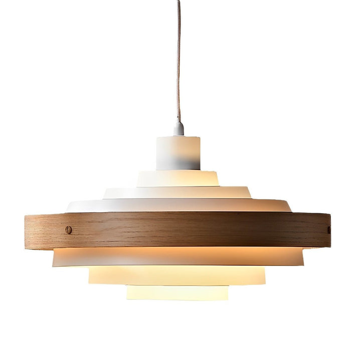 Modern Minimalist, Solid Wood Shaded Drum Pendant Light, Dining Room/Kitchen Island/Living Room