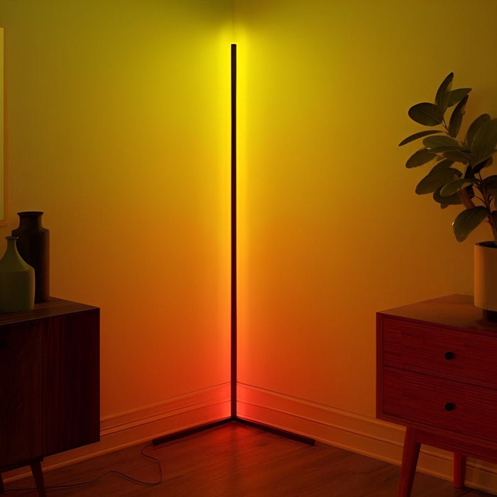 Smart RGB LED Corner Floor Lamp, Dimmable, Remote Control, Music Sync Ambient