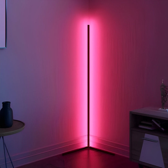 Smart RGB LED Corner Floor Lamp, Dimmable, Remote Control, Music Sync Ambient
