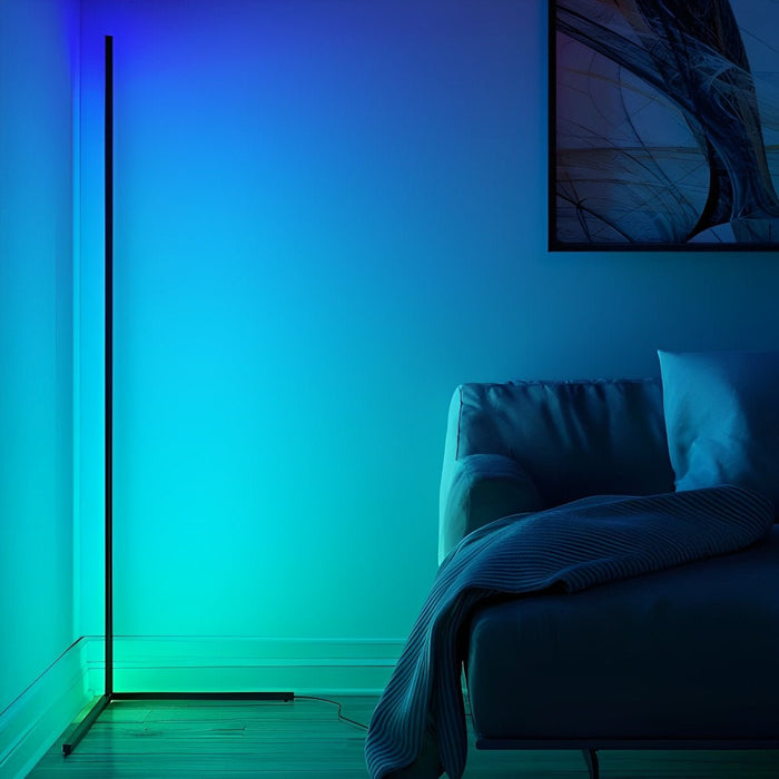 Smart RGB LED Corner Floor Lamp, Dimmable, Remote Control, Music Sync Ambient