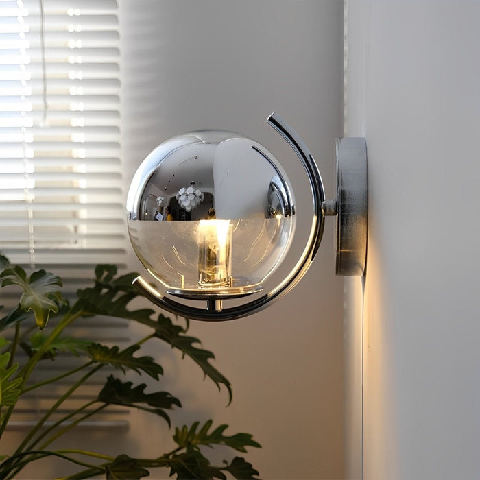 Modern Minimalist Wall Sconce, Silver Glass Ball, Indoor Accent Lighting for Living Room/Bedroom
