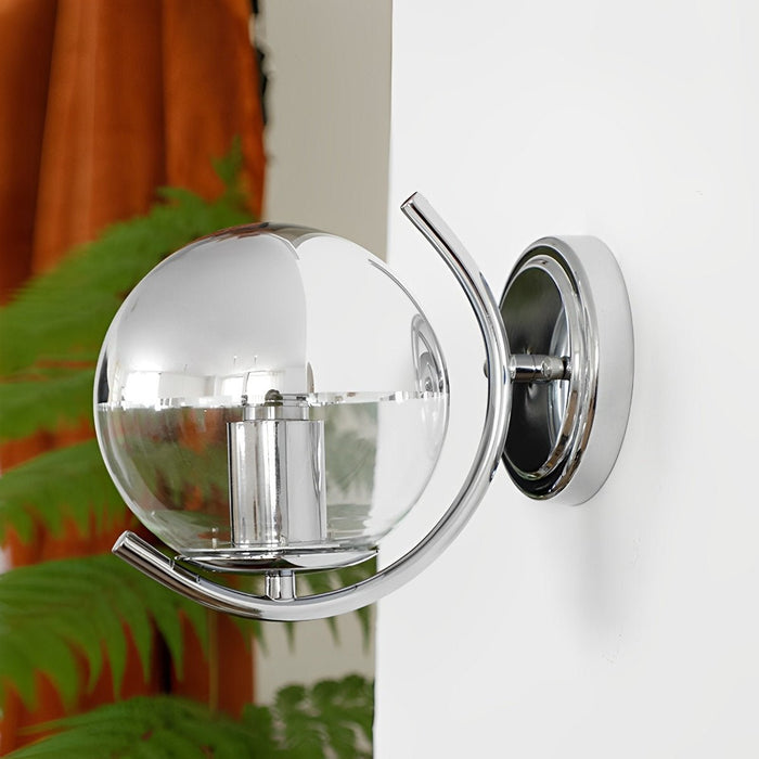 Modern Minimalist Wall Sconce, Silver Glass Ball, Indoor Accent Lighting for Living Room/Bedroom