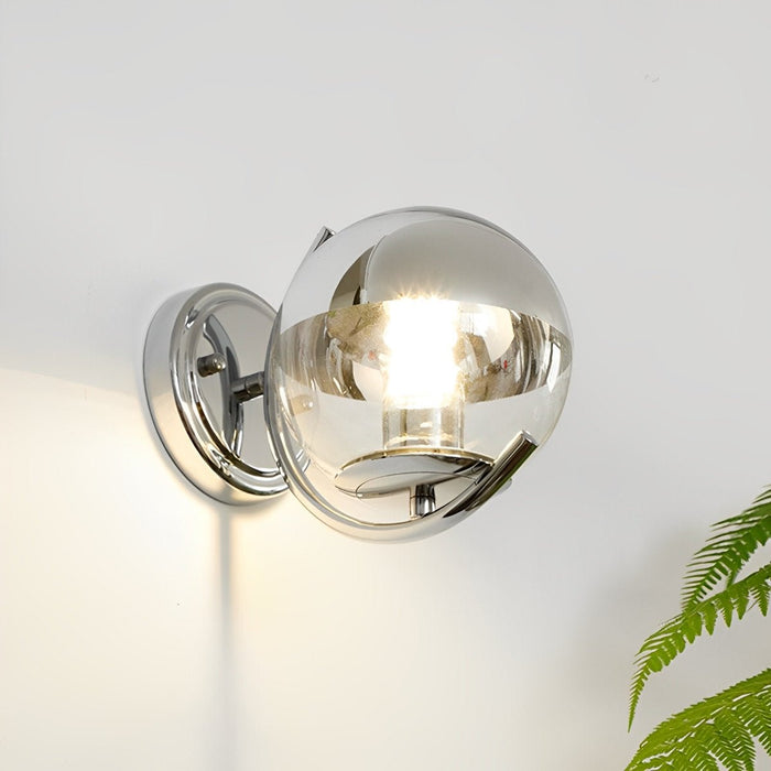 Modern Minimalist Wall Sconce, Silver Glass Ball, Indoor Accent Lighting for Living Room/Bedroom