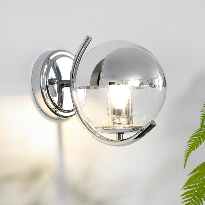Modern Minimalist Wall Sconce, Silver Glass Ball, Indoor Accent Lighting for Living Room/Bedroom