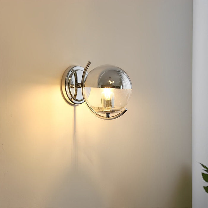 Modern Minimalist Wall Sconce, Silver Glass Ball, Indoor Accent Lighting for Living Room/Bedroom