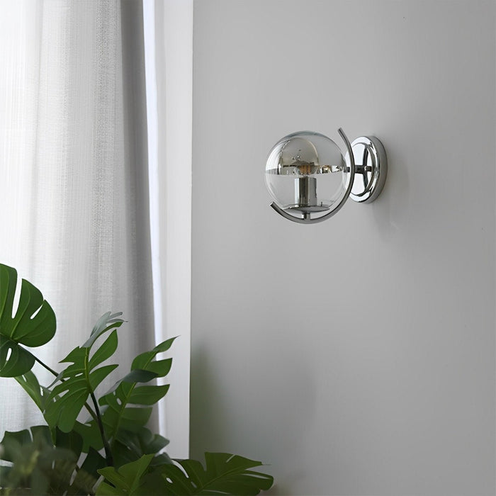 Modern Minimalist Wall Sconce, Silver Glass Ball, Indoor Accent Lighting for Living Room/Bedroom