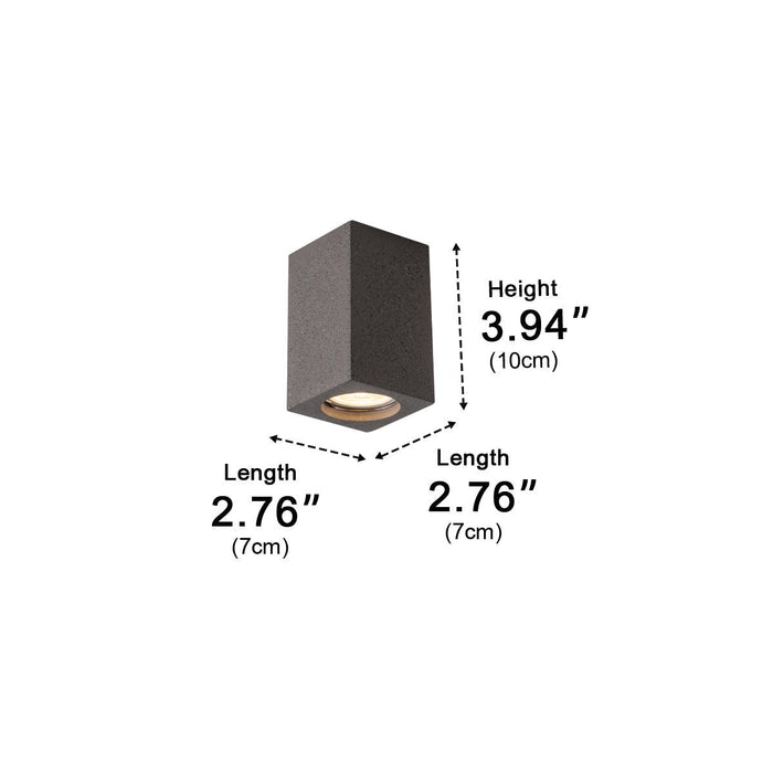 Modern Minimalist Square Concrete LED Ceiling Light, GU10 Flush Mount, Indoor Living Room/Bedroom/Kitchen/Bar