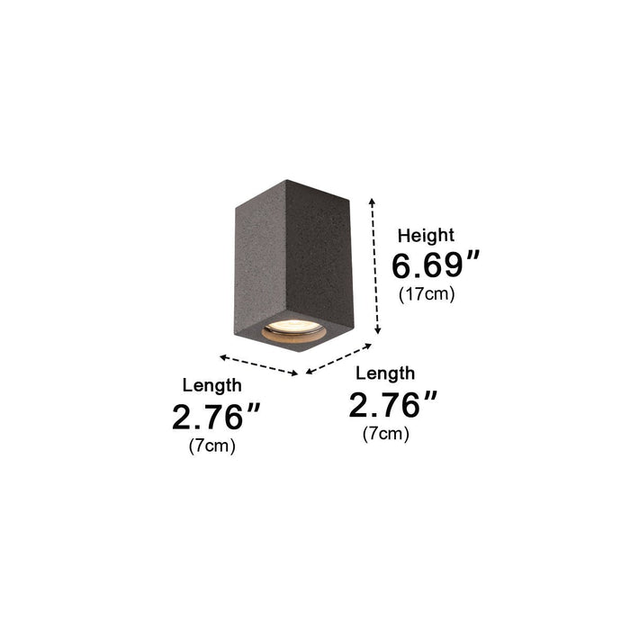 Modern Minimalist Square Concrete LED Ceiling Light, GU10 Flush Mount, Indoor Living Room/Bedroom/Kitchen/Bar