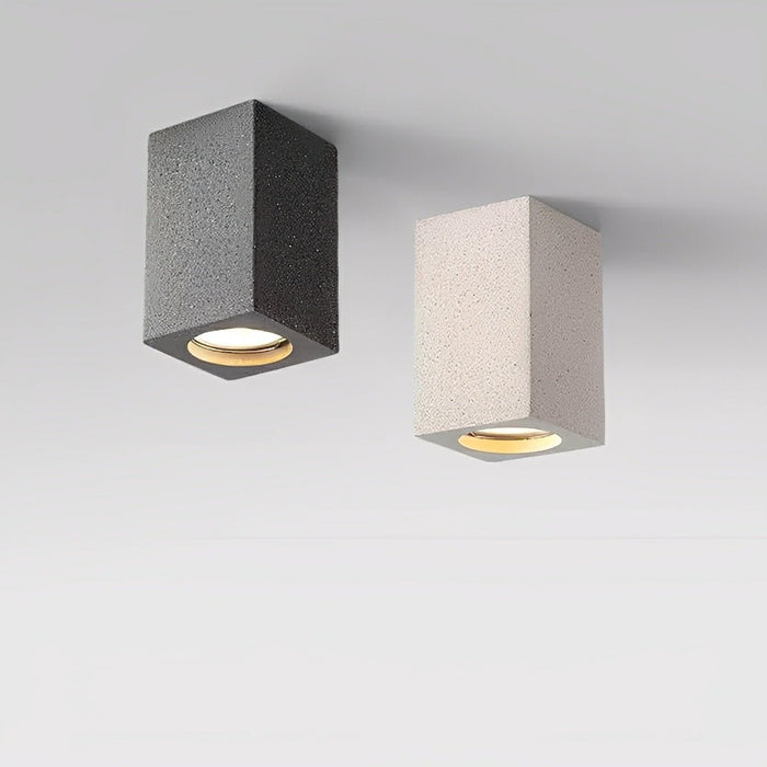 Modern Minimalist Square Concrete LED Ceiling Light, GU10 Flush Mount, Indoor Living Room/Bedroom/Kitchen/Bar