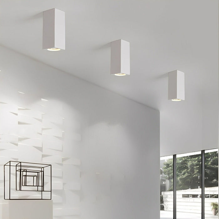 Modern Minimalist Square Concrete LED Ceiling Light, GU10 Flush Mount, Indoor Living Room/Bedroom/Kitchen/Bar