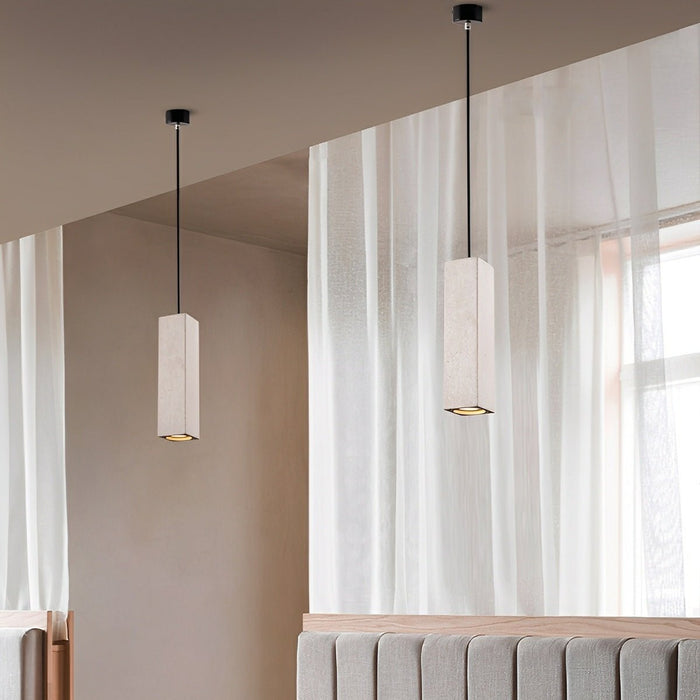 Concrete Square LED Pendant Light, Modern Minimalist, Adjustable, GU10, Kitchen/Dining Room/Bar/Bedroom