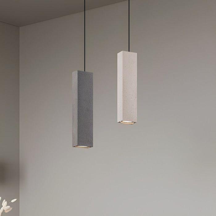 Concrete Square LED Pendant Light, Modern Minimalist, Adjustable, GU10, Kitchen/Dining Room/Bar/Bedroom